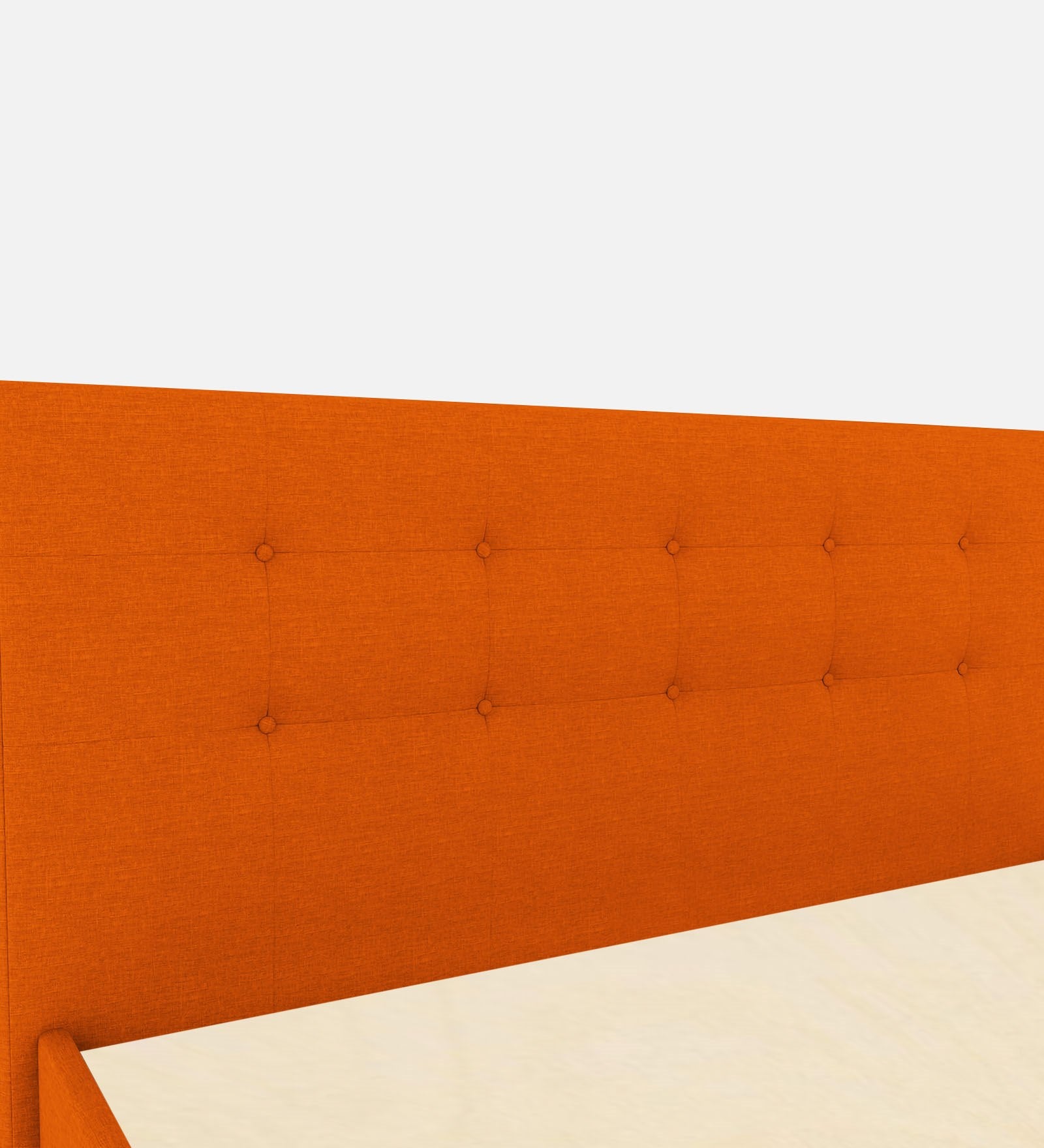 Lido Fabric Queen Size Bed In Vivid Orange Colour With Storage