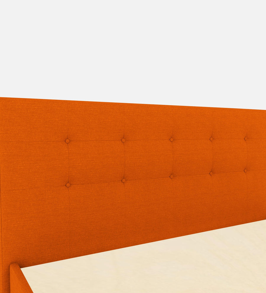 Lido Fabric Upholstered Queen Size Bed In Vivid Orange Colour With Drawer Storage - Febonic Living
