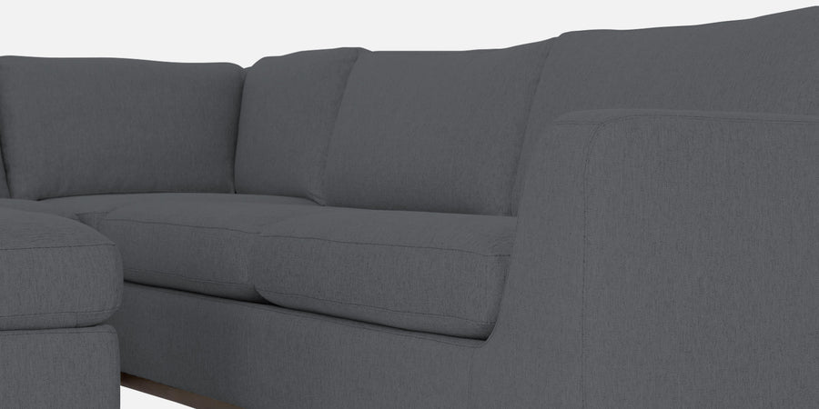 Freedom Velvet 6 Seater Rhs Corner Sofa In Pubble Grey Colour With Ottoman - Febonic Living