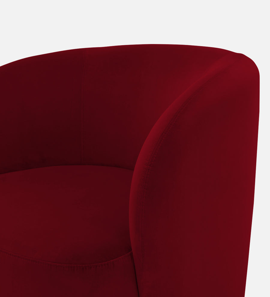 Lucky Velvet Lounge Chair In Cherry Red Colour - Febonic Living