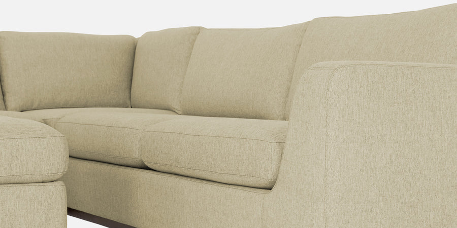 Freedom Velvet 6 Seater Rhs Corner Sofa In Warm White Colour With Ottoman - Febonic Living