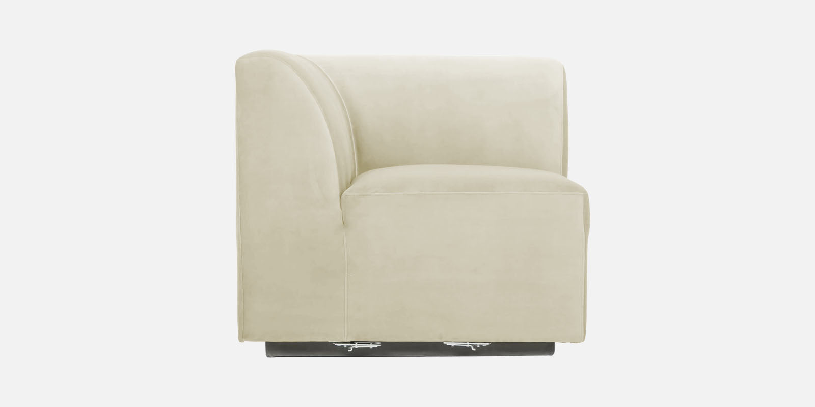 Bufa Velvet LHS Sectional Sofa In Warm White Colour With Ottoman