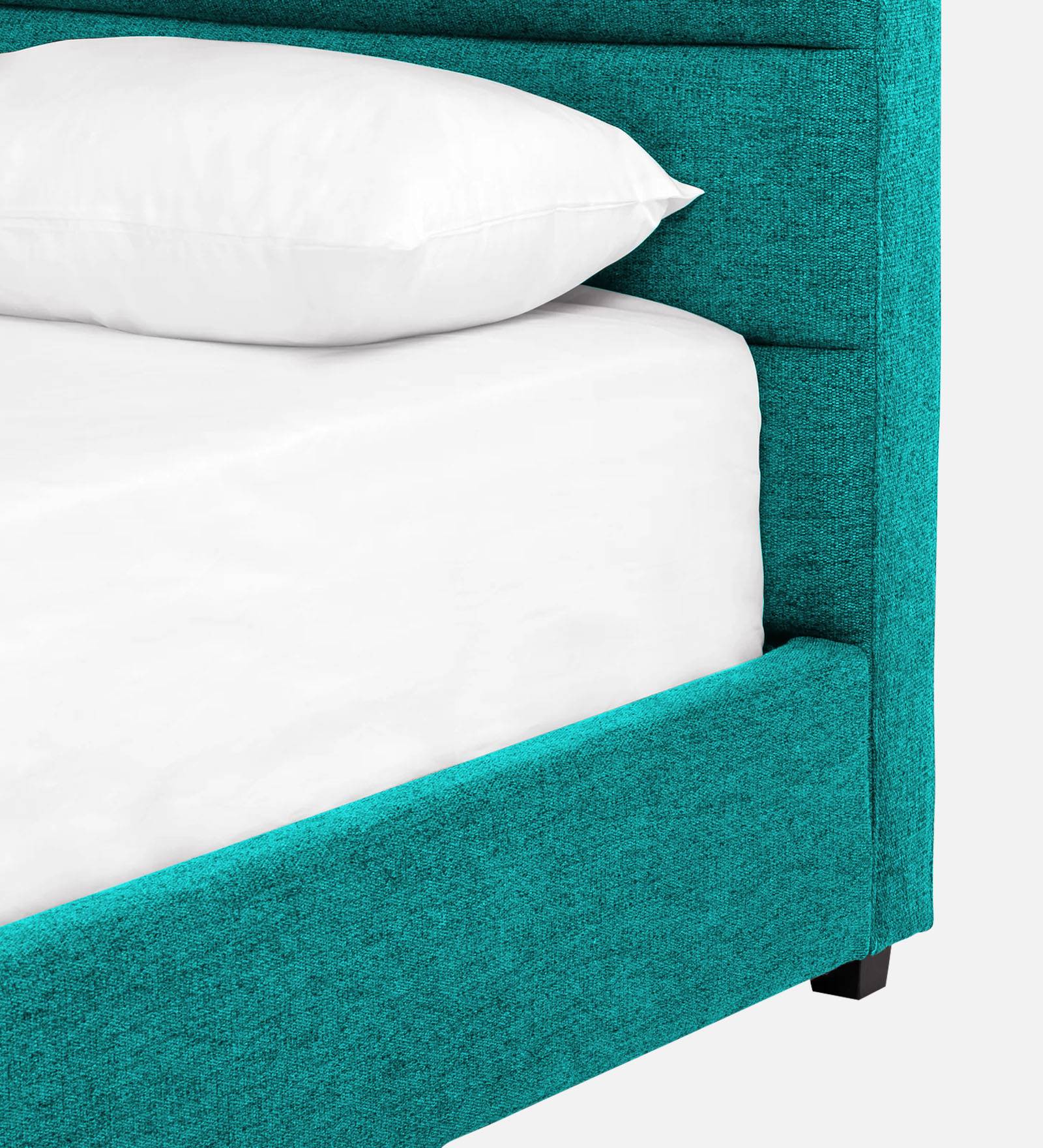 Pollen Fabric Queen Size Bed In Sea Green Colour