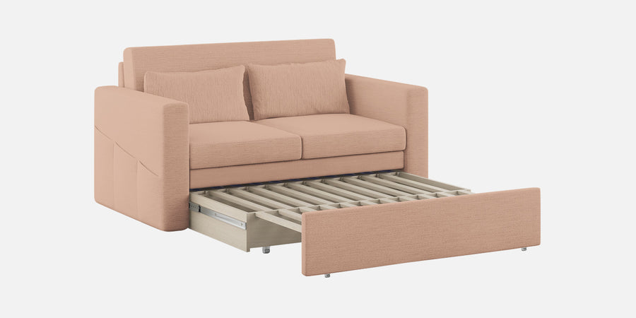 River Fabric 2 Seater Pull Out Sofa Cum Bed In Cosmic Beige Colour - Febonic Living