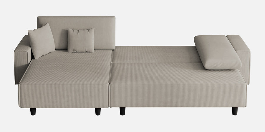 Peach Fabric Rhs 6 Seater Sofa Cum Bed With Storage In Ash Grey Colour - Febonic Living
