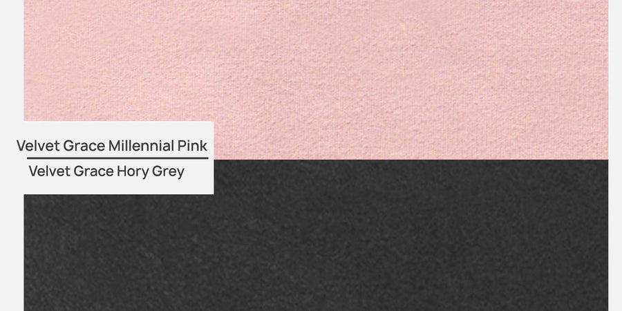 Visky Velvet 2 Seater Sofa In Millennial Pink And Hory Grey Colour - Febonic Living