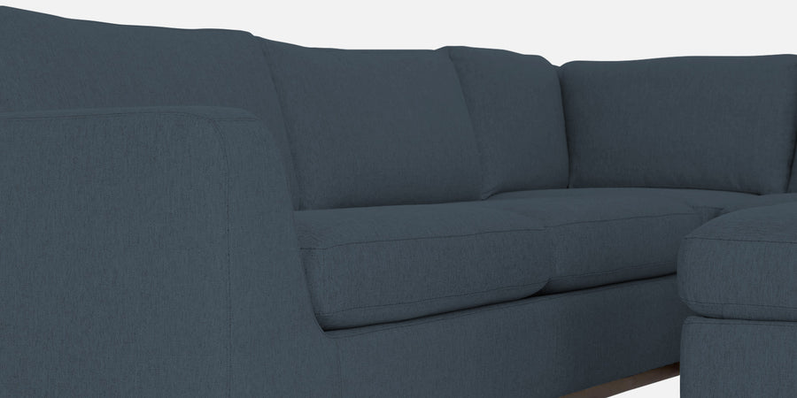 Freedom Velvet 6 Seater Lhs Corner Sofa In Oxford Blue Colour With Ottoman - Febonic Living