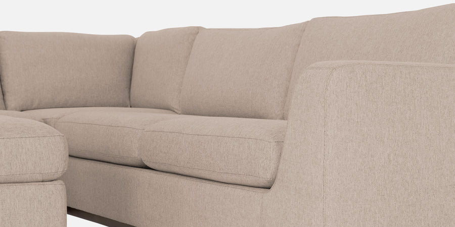 Freedom Velvet 6 Seater Rhs Corner Sofa In Camel Beige Colour With Ottoman - Febonic Living