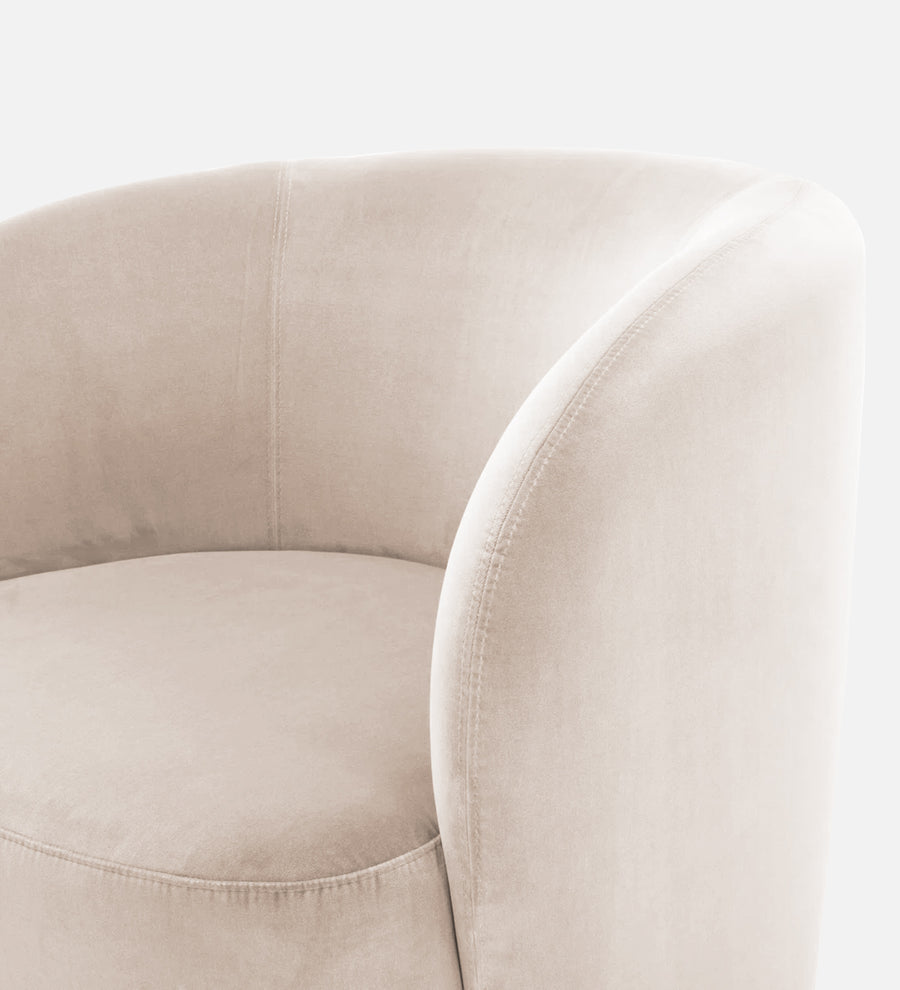 Lucky Velvet Lounge Chair In Camel Beige Colour - Febonic Living