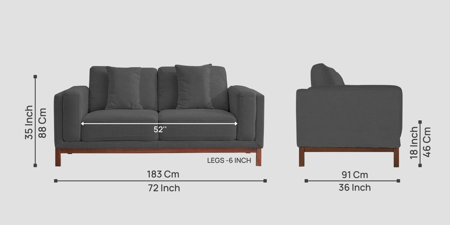 Borry Fabric 2 Seater Sofa In Stone Grey Colour - Febonic Living