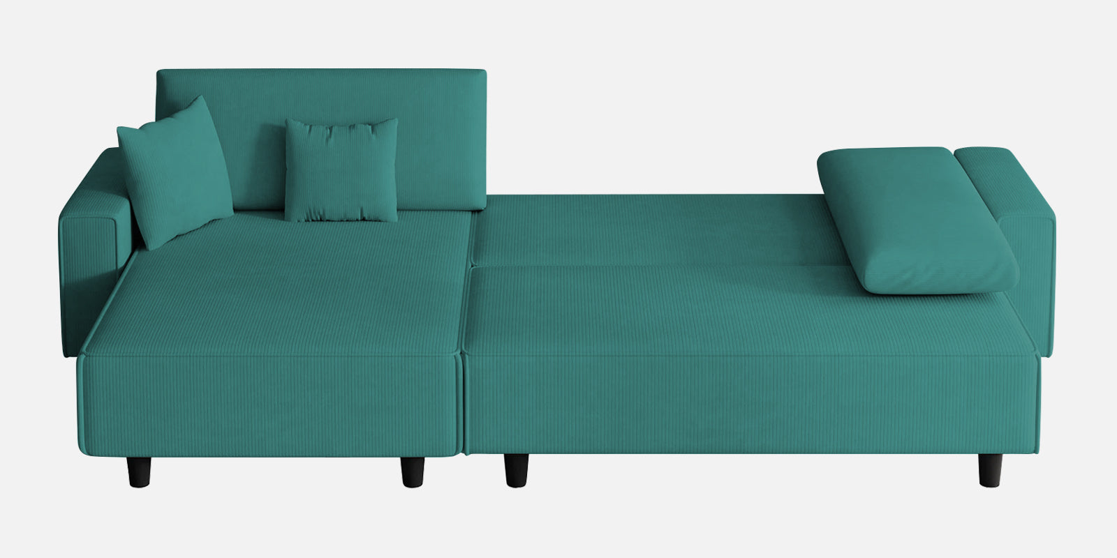 Peach Fabric RHS 6 Seater Sectional Sofa Cum Bed With Storage In Sea Green Colour