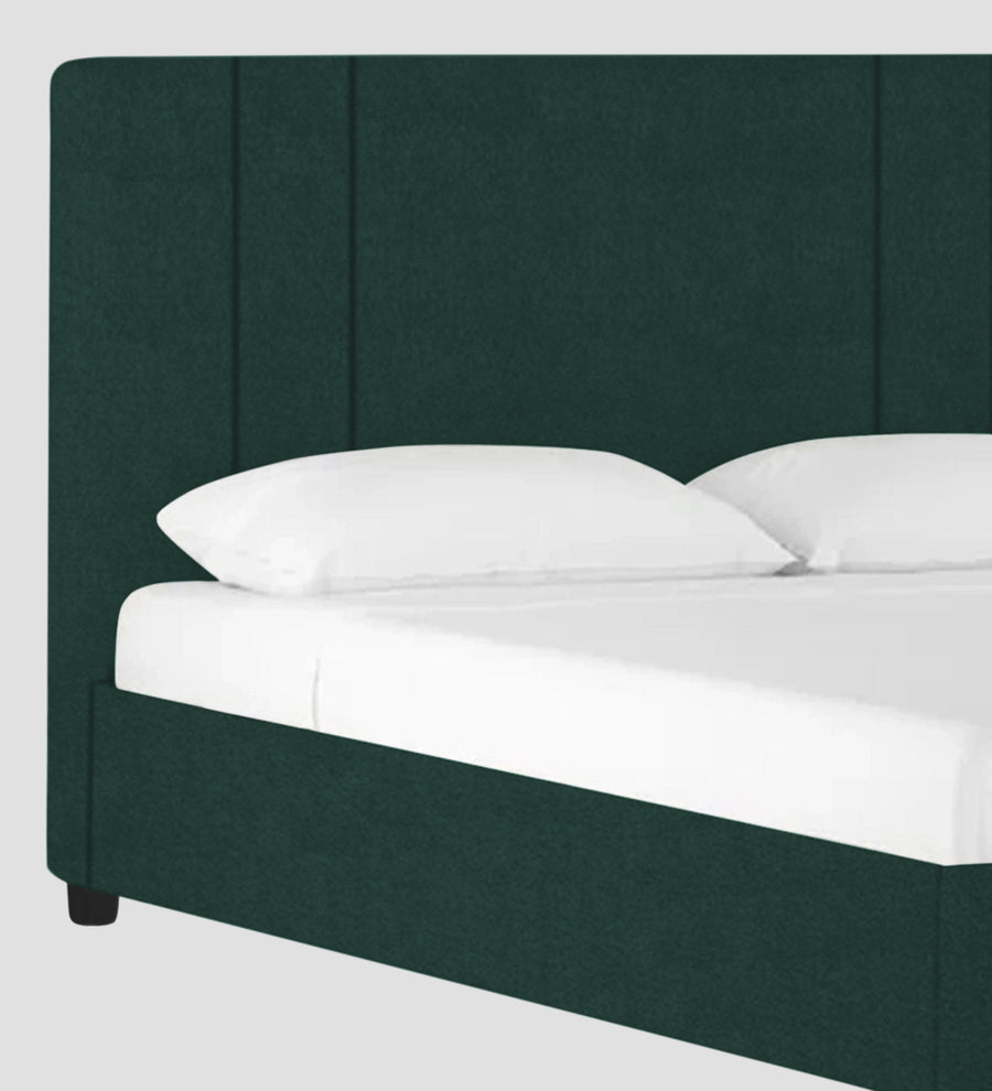 Asyra Velvet Upholstered King Size Bed In Forest Green Colour With Box Storage - Febonic Living