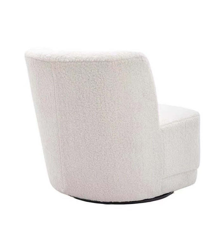 Benny Boucle Fabric Swivel Chair In Shell White Colour - Febonic Living