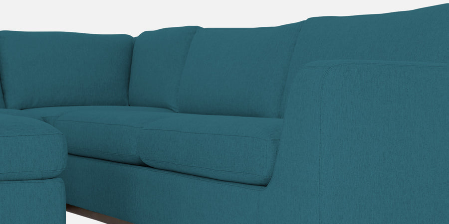 Freedom Velvet 6 Seater Rhs Corner Sofa In Aqua Blue Colour With Ottoman - Febonic Living