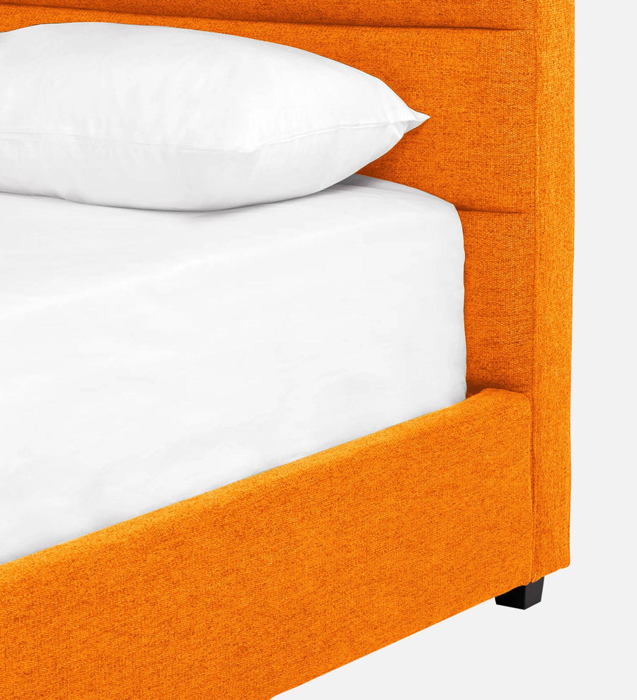 Pollen Fabric Upholstered King Size Bed In Vivid Orange Colour - Febonic Living