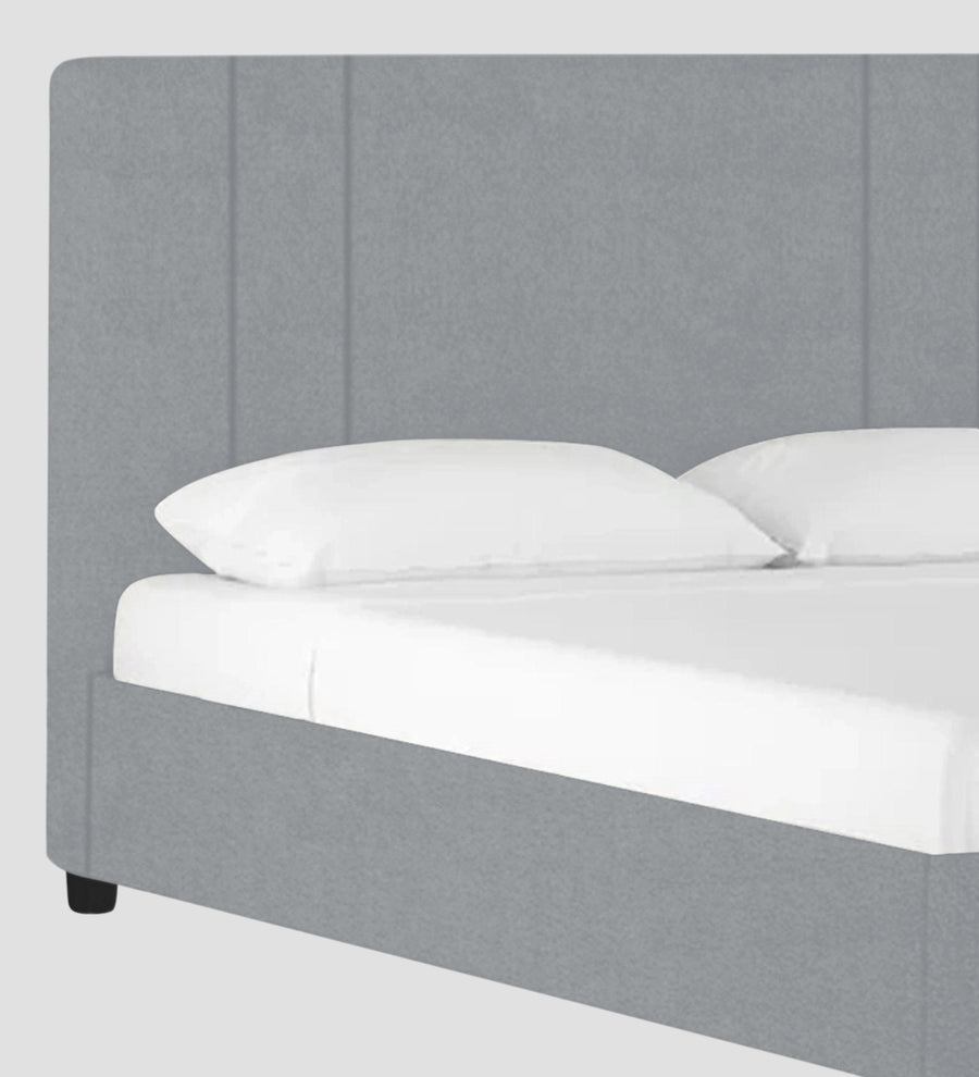 Asyra Velvet Upholstered King Size Bed In Concrete Grey Colour With Box Storage - Febonic Living