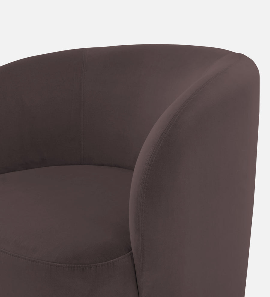 Lucky Velvet Lounge Chair In Mocha Brown Colour - Febonic Living