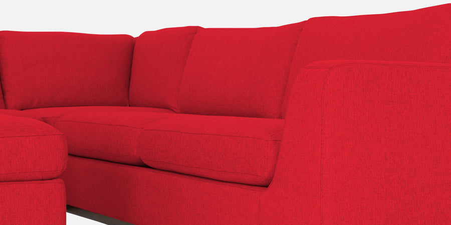 Freedom Velvet 6 Seater Rhs Corner Sofa In Ox Blood Maroon Colour With Ottoman - Febonic Living