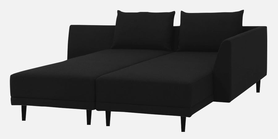 Ira Fabric Lhs 6 Seater Convertible Sofa Cum Bed In Zed Black Colour - Febonic Living