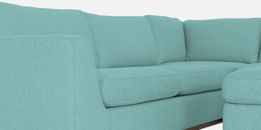 Freedom Velvet 6 Seater Lhs Corner Sofa In Barmunda Aqua Colour With Ottoman - Febonic Living