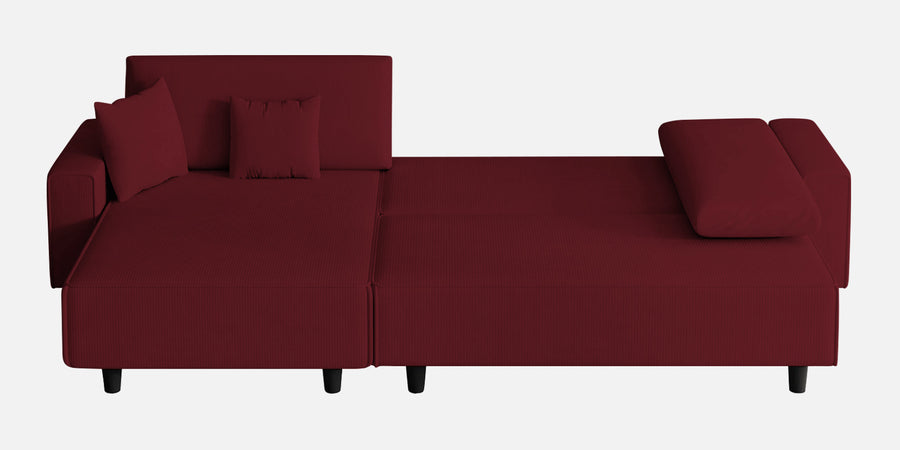 Peach Fabric Rhs 6 Seater Sofa Cum Bed With Storage In Blood Maroon Colour - Febonic Living