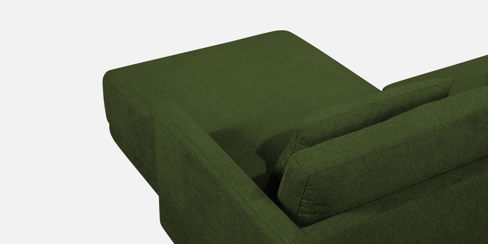 Kera Fabric LHS Sectional Sofa (3+Lounger) In Olive Green Colour