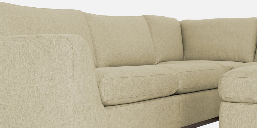 Freedom Velvet 6 Seater Lhs Corner Sofa In Warm White Colour With Ottoman - Febonic Living