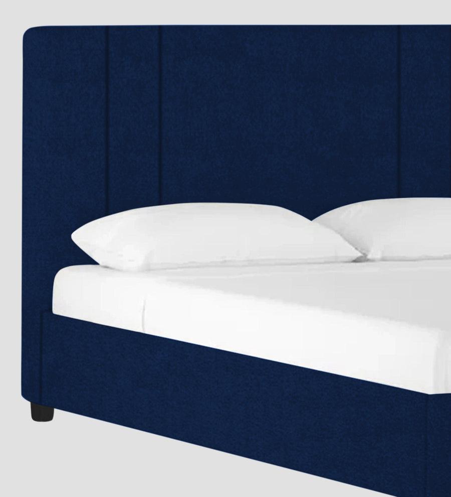 Asyra Velvet Upholstered King Size Bed In Imperial Blue Colour With Box Storage - Febonic Living