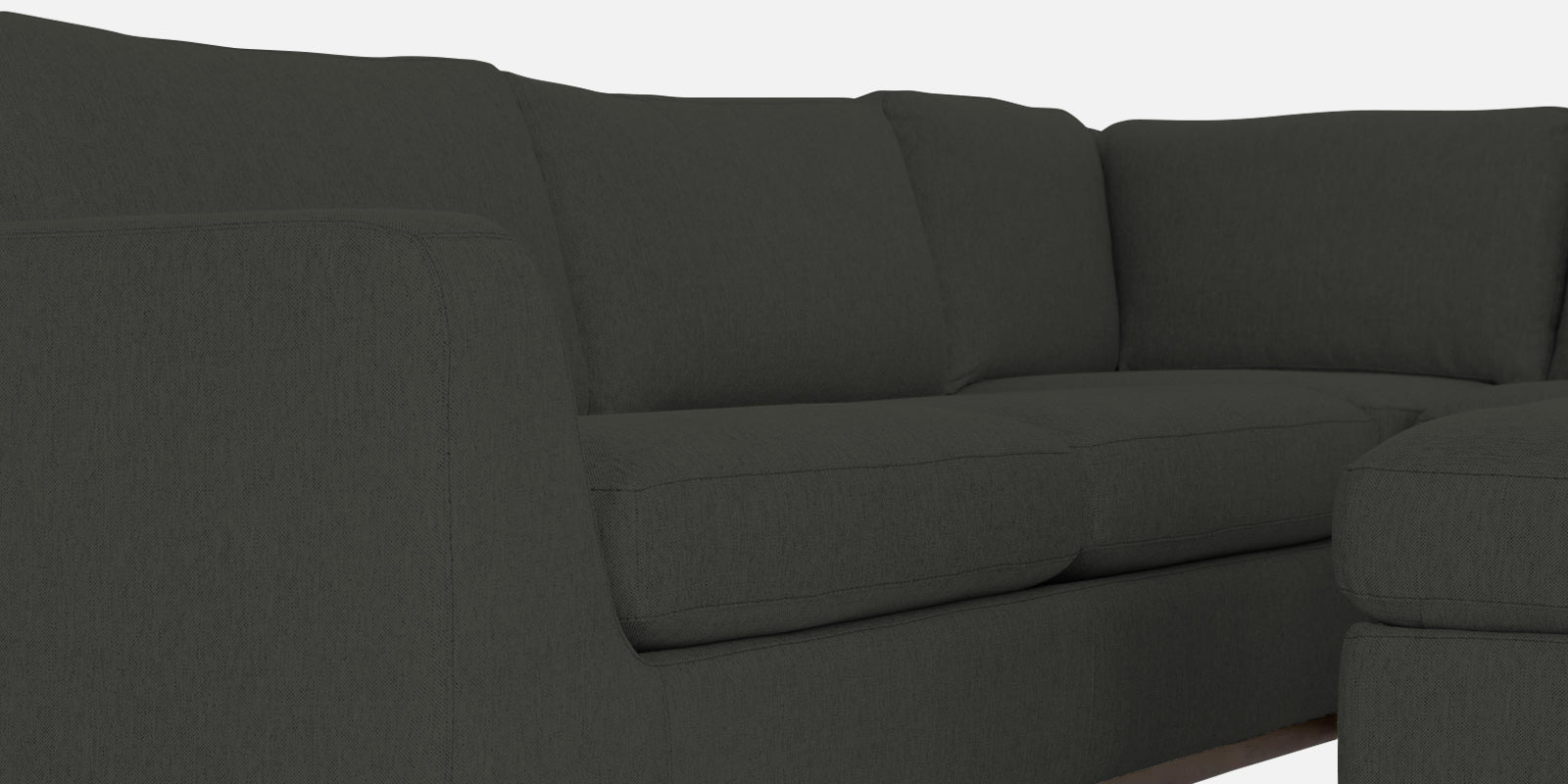 Freedom Velvet 6 Seater LHS Sectional Sofa In Hory Grey Colour With Ottoman