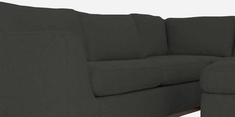 Freedom Velvet 6 Seater Lhs Corner Sofa In Hory Grey Colour With Ottoman - Febonic Living