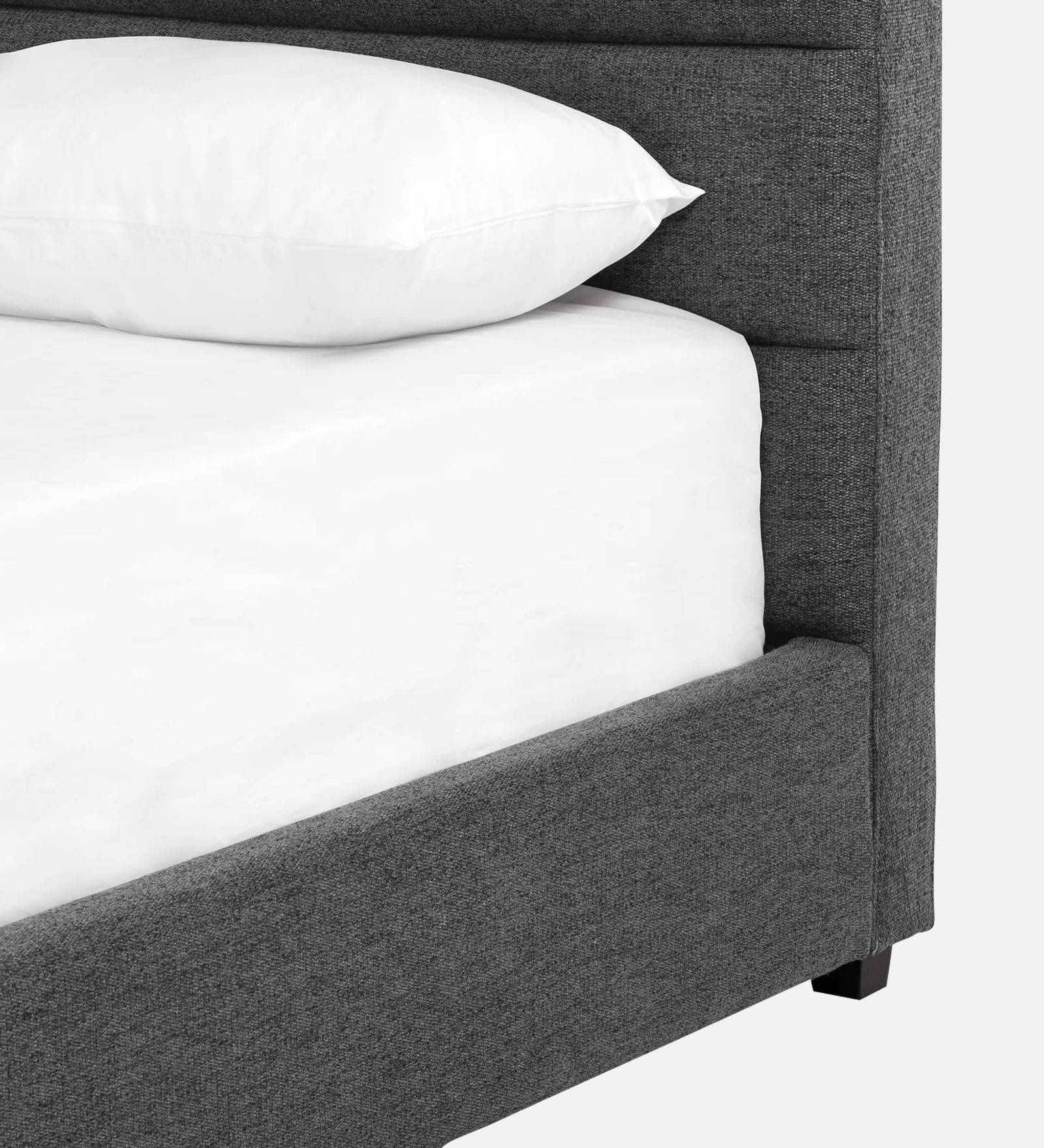 Pollen Fabric Queen Size Bed In Charcoal Grey Colour