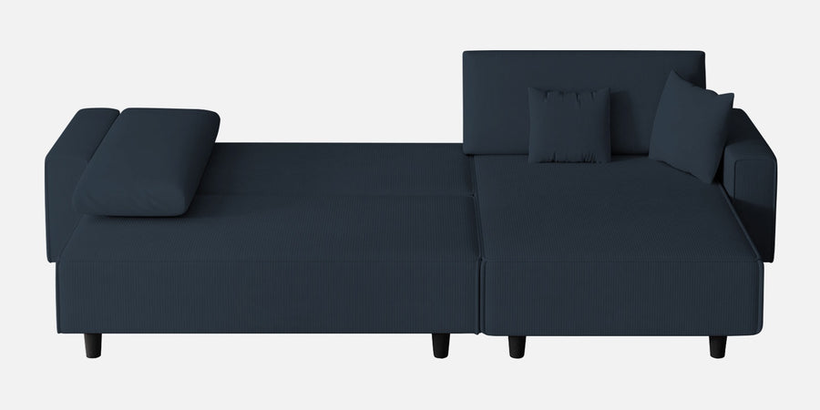 Peach Fabric Lhs 6 Seater Sofa Cum Bed With Storage In Denim Blue Colour - Febonic Living