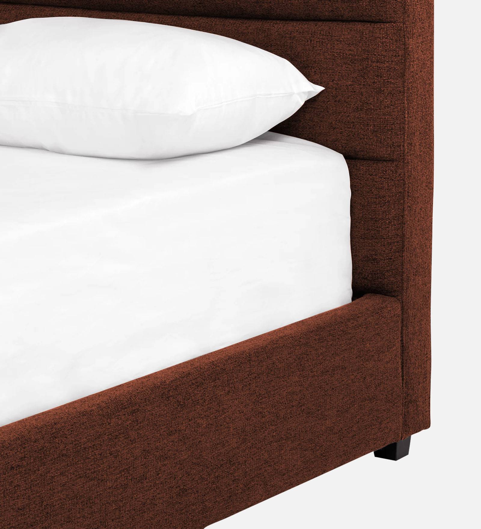 Pollen Fabric Queen Size Bed In Coffee Brown Colour