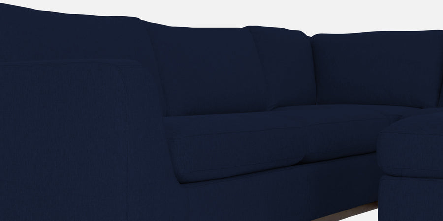 Freedom Velvet 6 Seater Lhs Corner Sofa In Indigo Blue Colour With Ottoman - Febonic Living