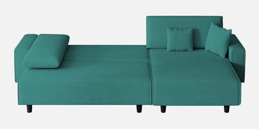 Peach Fabric Lhs 6 Seater Sofa Cum Bed With Storage In Sea Green Colour - Febonic Living