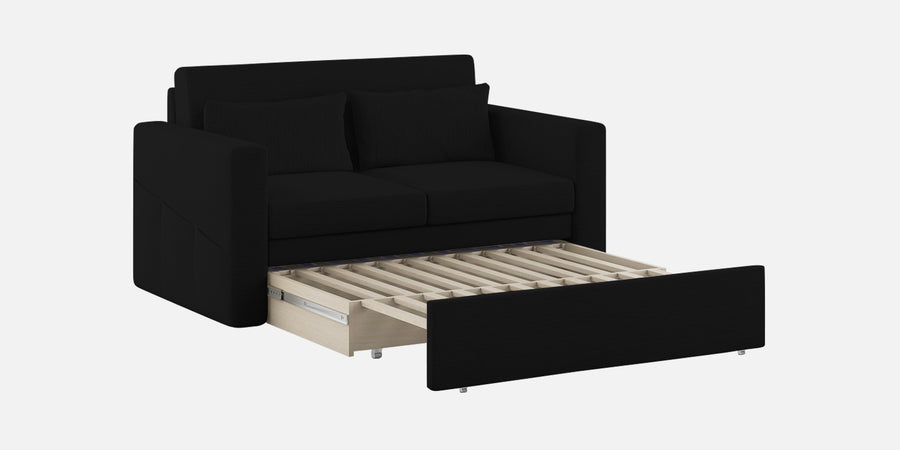 River Fabric 2 Seater Pull Out Sofa Cum Bed In Zed Black Colour - Febonic Living