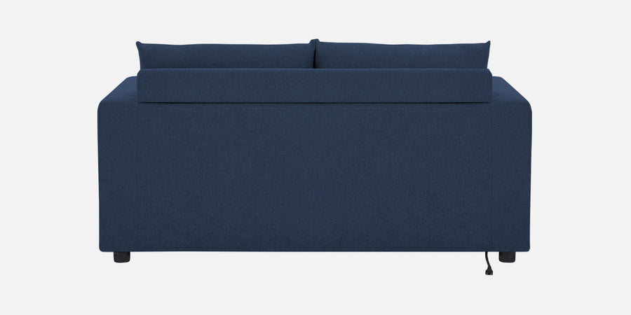Roman Fabric 3 Seater Foldable Sofa Cum Bed In Denim Blue Colour With Usb Port - Febonic Living