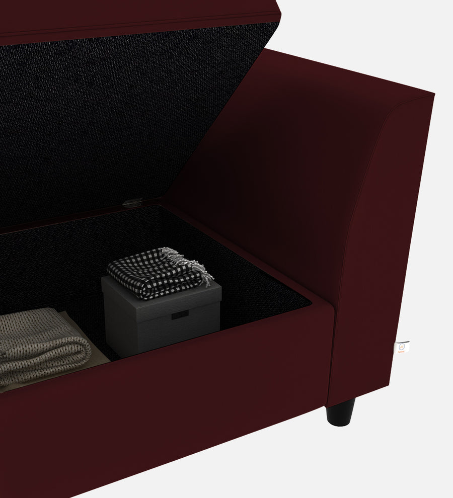 Bristo Velvet 1 Seater Sofa In Blood Maroon Colour With Storage - Febonic Living