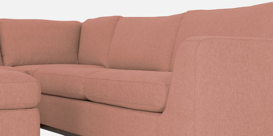 Freedom Velvet 6 Seater Rhs Corner Sofa In Blush Pink Colour With Ottoman - Febonic Living
