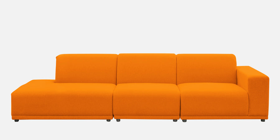 Adam Fabric Lhs Sectional Sofa 3 Ottoman Lounger In Vivid Orange Colour - Febonic Living