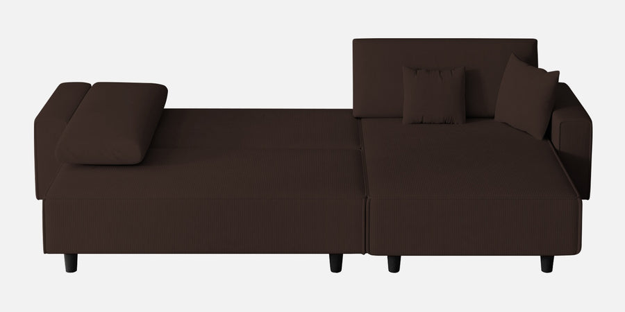 Peach Fabric Lhs 6 Seater Sofa Cum Bed With Storage In Coffee Brown Colour - Febonic Living