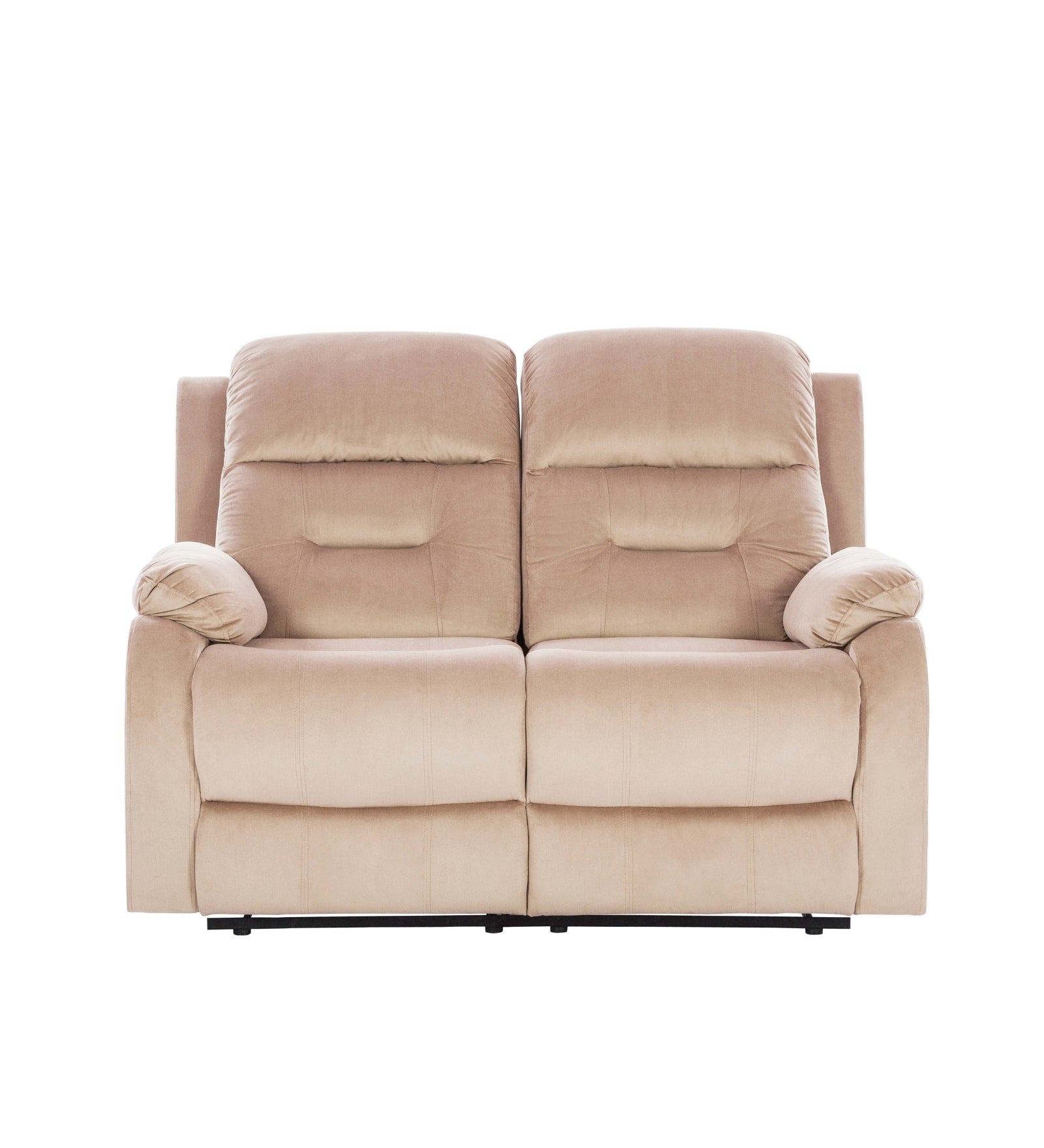 Texas Velvet 2 Seater Manual Recliner In Camel Beige Colour