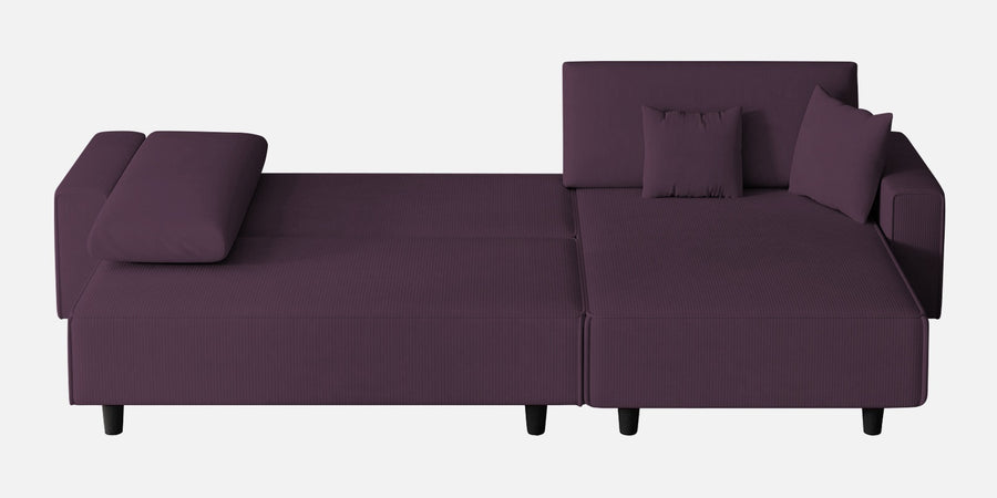 Peach Fabric Lhs 6 Seater Sofa Cum Bed With Storage In Greek Purple Colour - Febonic Living