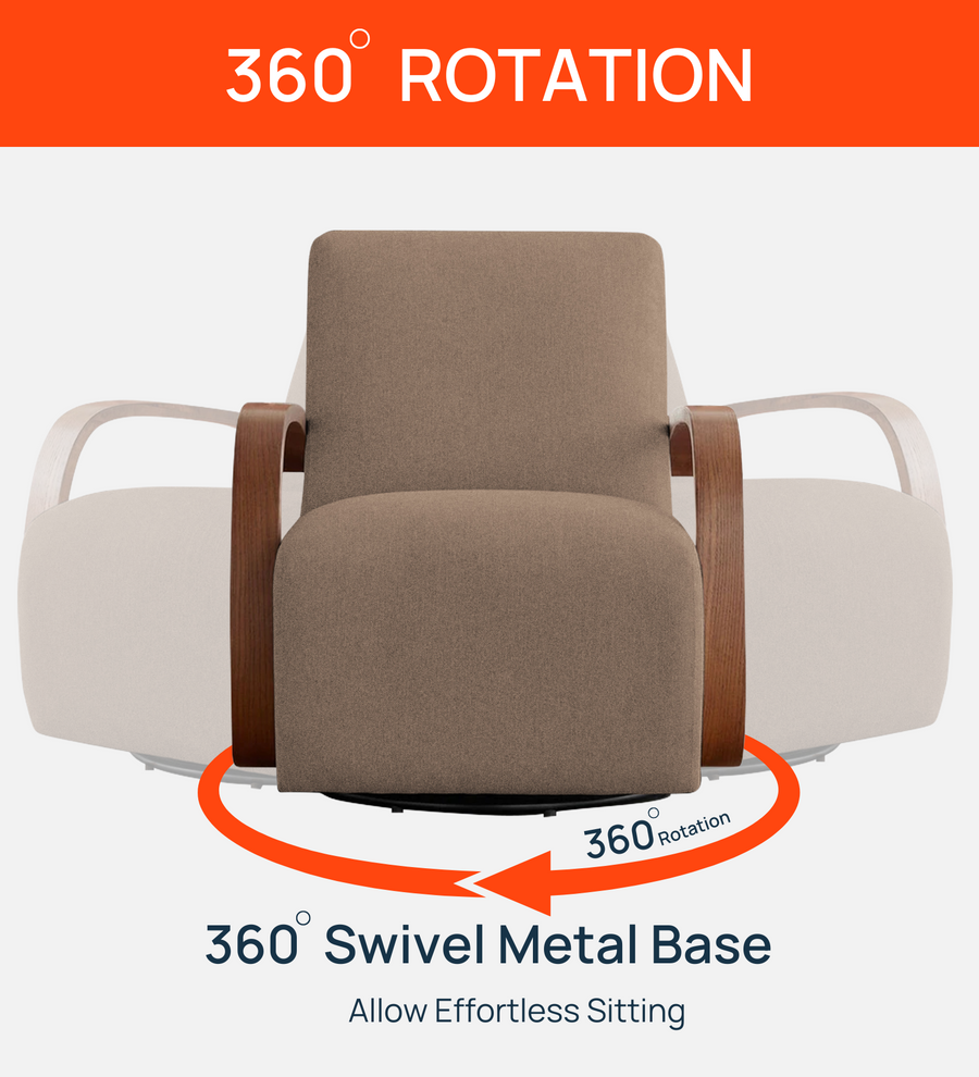 Balma Fabric Swivel Chair In Vivid Orange Colour - Febonic Living