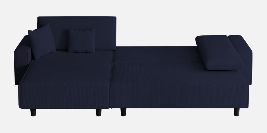 Peach Fabric Rhs 6 Seater Sofa Cum Bed With Storage In Royal Blue Colour - Febonic Living