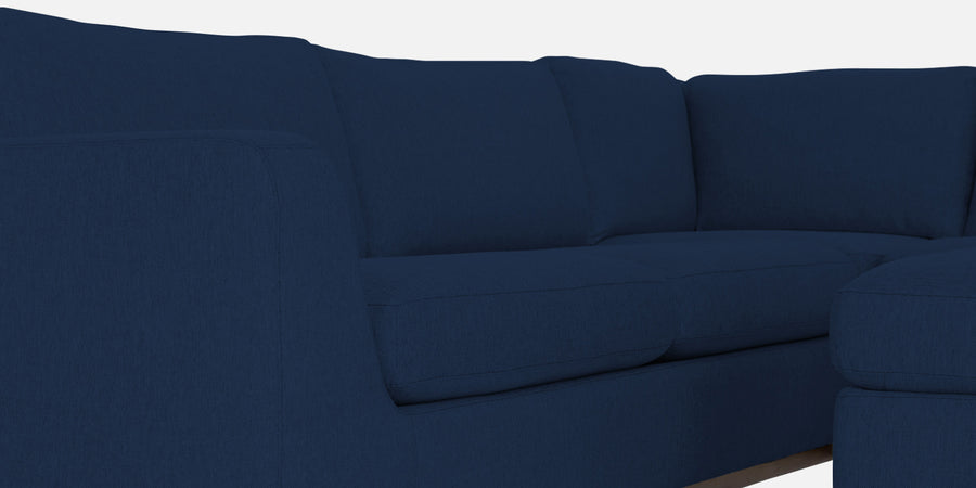 Freedom Velvet 6 Seater Lhs Corner Sofa In Imperial Blue Colour With Ottoman - Febonic Living