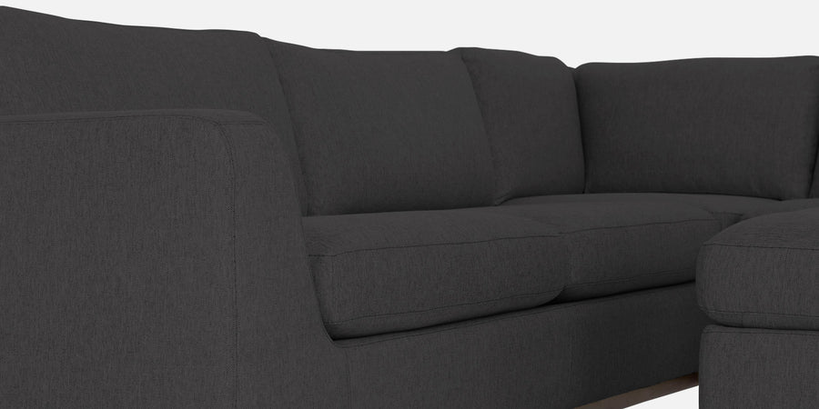 Freedom Velvet 6 Seater Lhs Corner Sofa In Davy Grey Colour With Ottoman - Febonic Living
