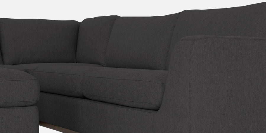 Freedom Velvet 6 Seater Rhs Corner Sofa In Davy Grey Colour With Ottoman - Febonic Living