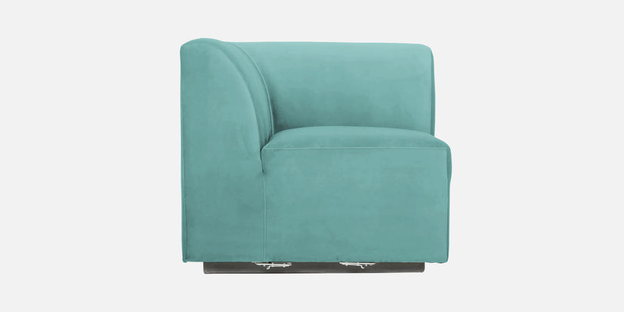 Bufa Velvet Lhs Sectional Sofa In Aqua Blue Colour With Ottoman - Febonic Living