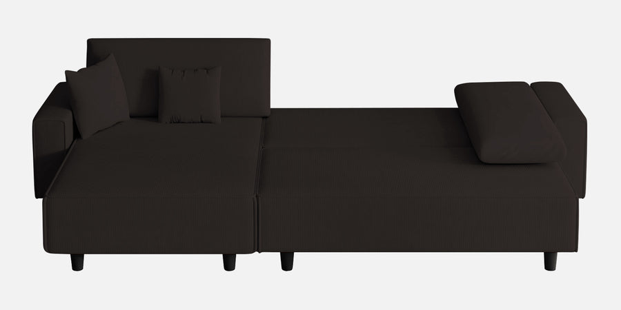 Peach Fabric Rhs 6 Seater Sofa Cum Bed With Storage In Cara Brown Colour - Febonic Living